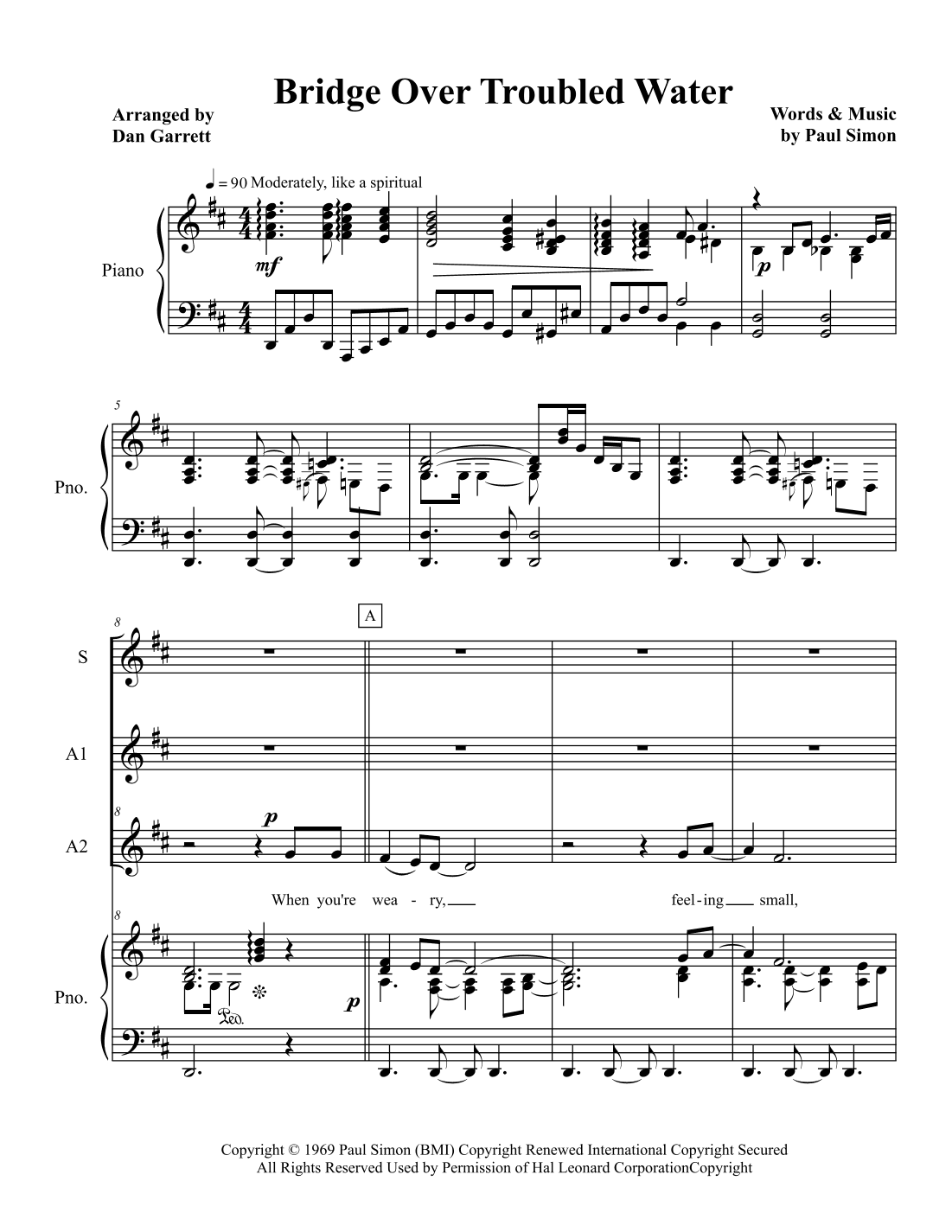 Bridge Over Troubled Water (arr. Dan Garrett)