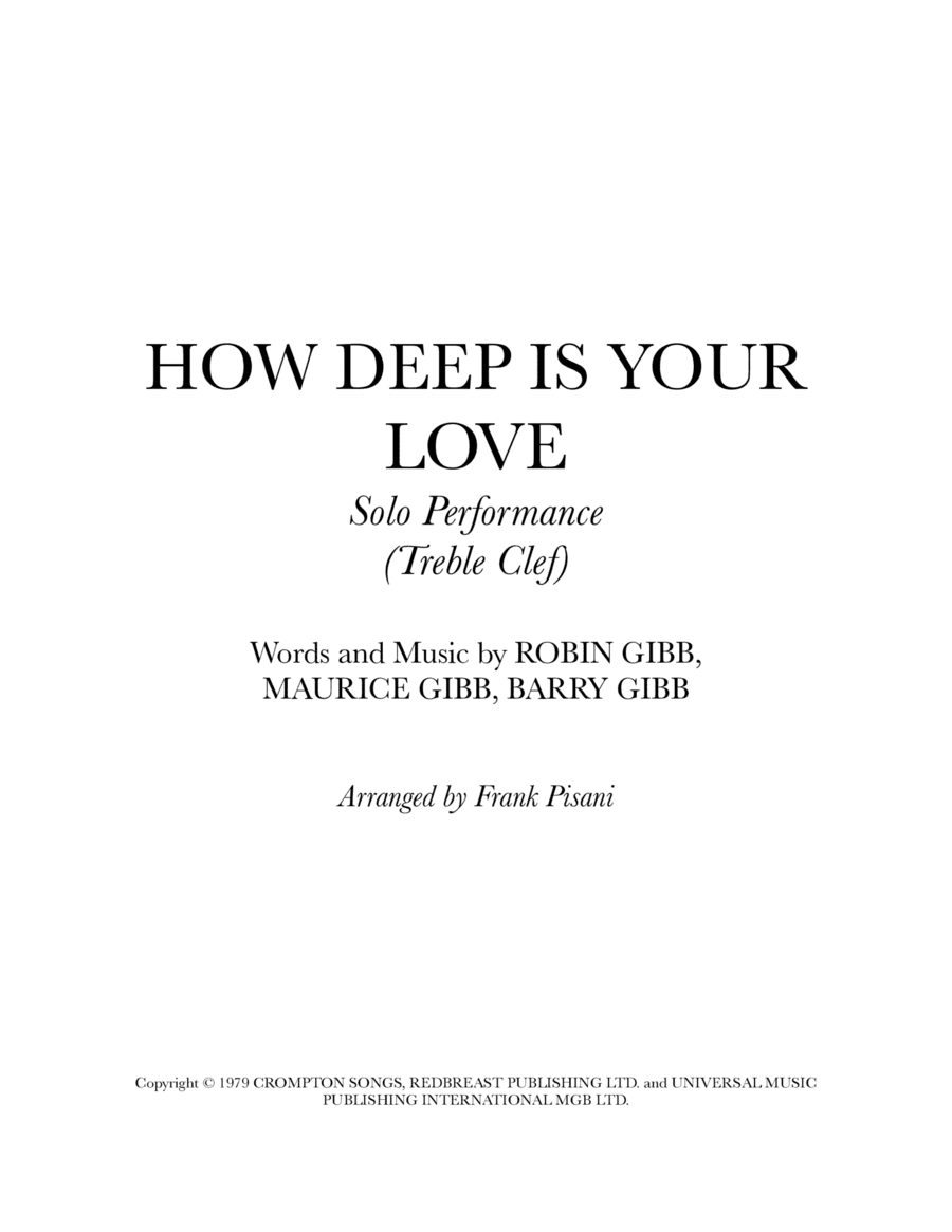 How Deep Is Your Love (arr. Frank Pisani)