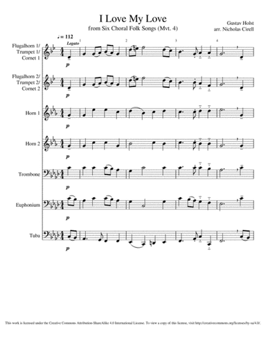 I Love My Love from Six Choral Folk Songs (Mvt. 5) (arr. Nicholas Cirell)