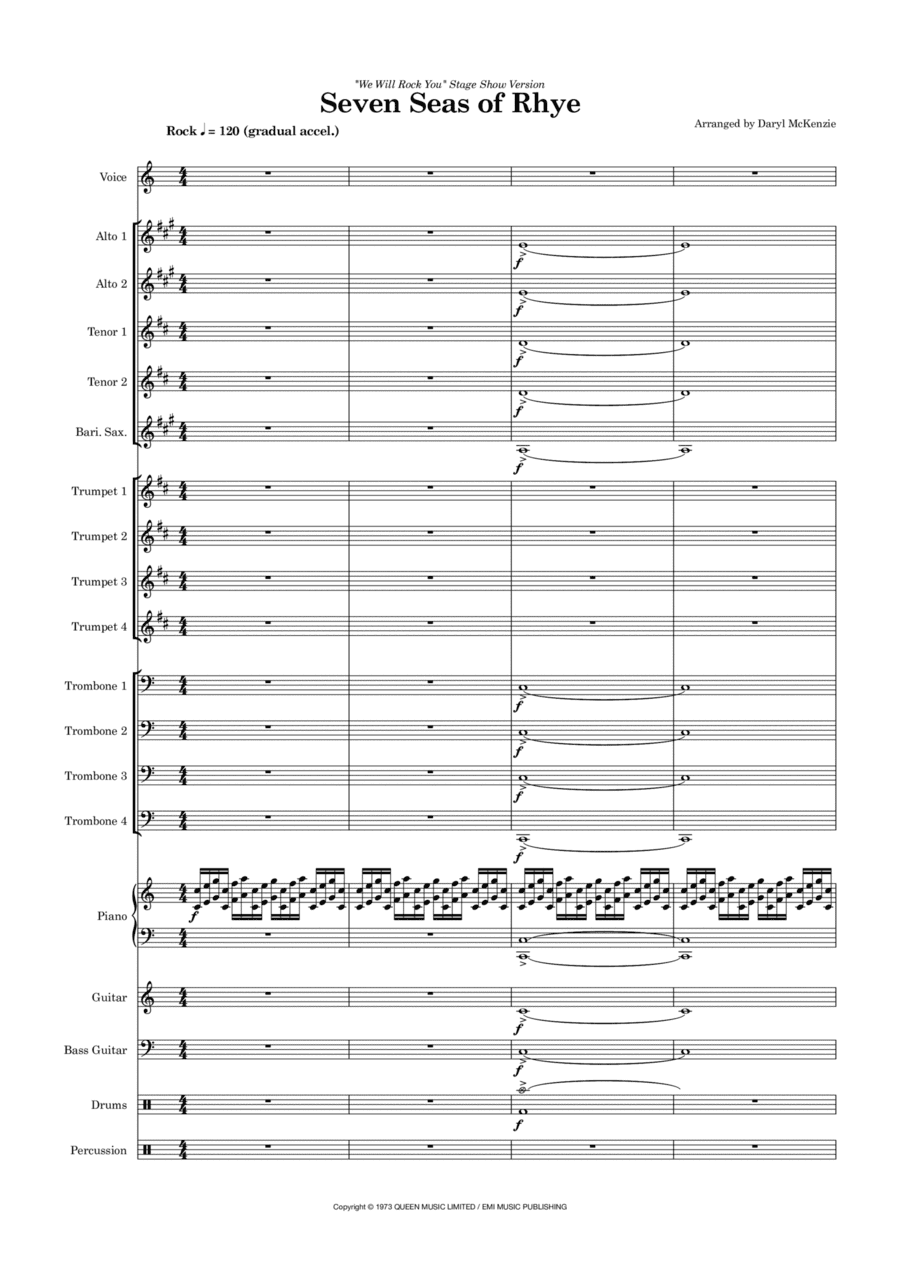 Seven Seas Of Rhye (arr. Daryl McKenzie)