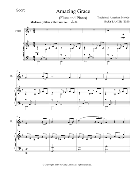 AMAZING GRACE (Flute Piano and Flute Part) (arr. Gary Lanier)