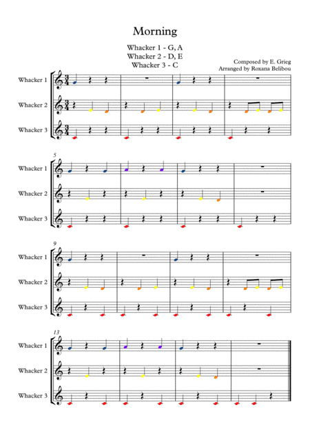 Morning for 8 Notes Diatonic Boomwhackers (arr. Roxana Belibou)