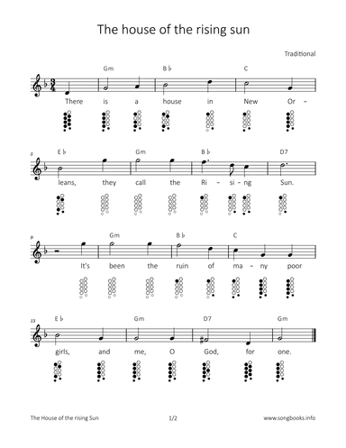 The house of the rising sun (arr. songbooks.info)