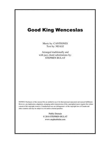 Good King Wenceslas - Lead sheet arranged in traditional and jazz style (key of F) (arr. Stephen Bulat)