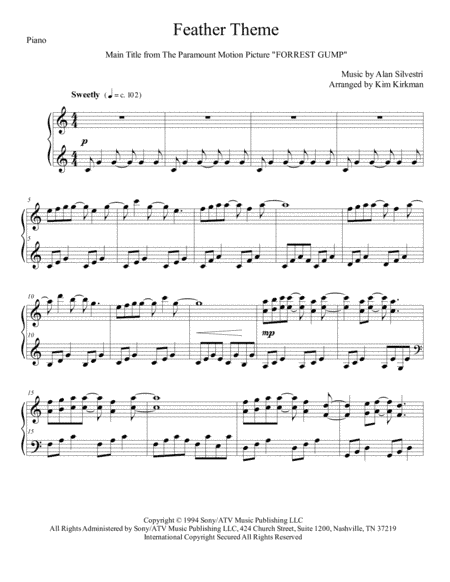 Forrest Gump - Main Title (Feather Theme)  from the Paramount Motion Picture FORREST GUMP (arr. Kim Kirkman)