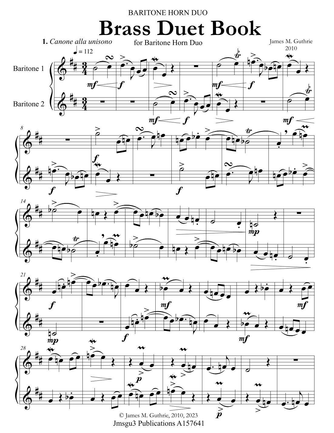 Guthrie: Brass Duet Book for Baritone Horn Duo