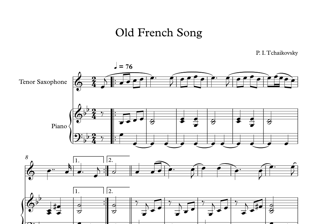 Old French Song - Peter Ilyich Tchaikovsky (Tenor Sax + Piano) (arr. Digital Book Music)