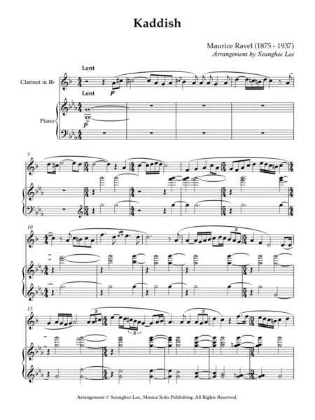 Ravel: Kaddish for Clarinet and Piano (arr. Seunghee Lee)