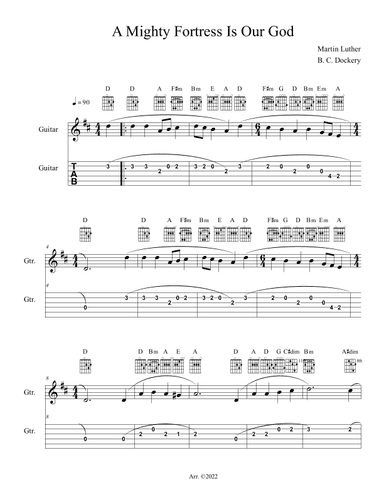 A Mighty Fortress is Our God (Guitar Solo or Duet - TAB) (arr. B. C. Dockery)