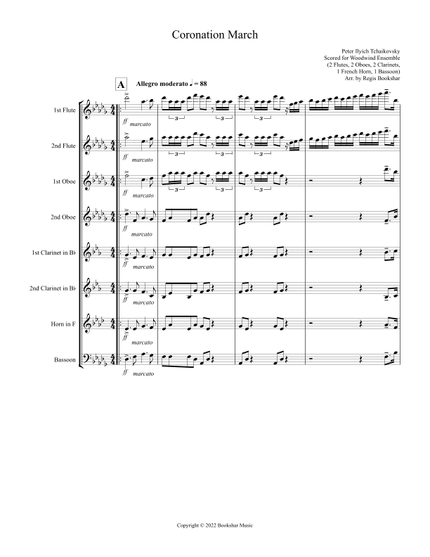 Coronation March (Db) (Woodwind Ensemble - 2 Flute, 2 Oboe, 2 Clar, 1 Hrn, 1 Bassoon) (arr. Regis Bookshar)