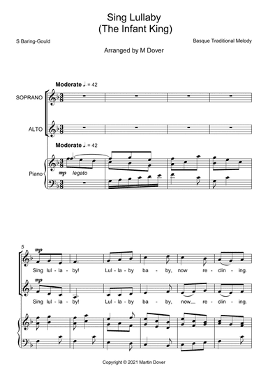 Sing Lullaby - The Infant King - Two part choir - SA - Upper Voices (arr. Martin Dover)