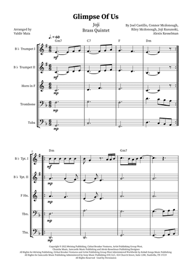 Glimpse Of Us (arr. Valdir Maia)