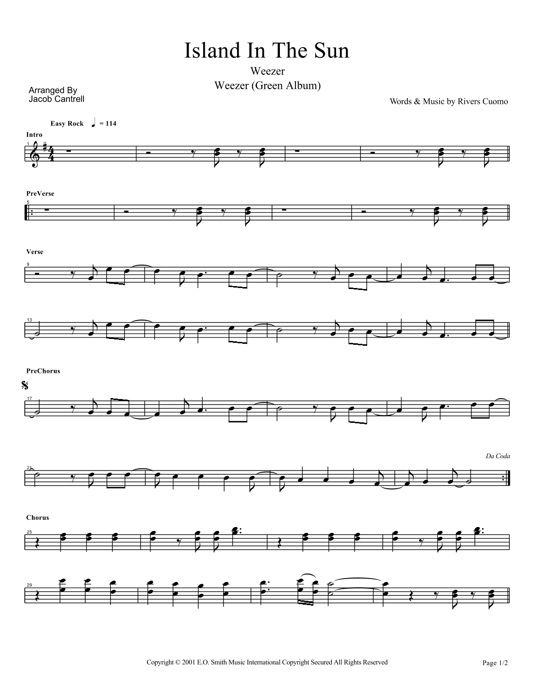Island In The Sun (arr. Jacob Cantrell)