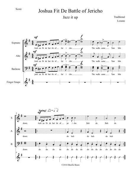 Jazz it up: Joshua Fit De Battle of Jericho (arr. L Lozano)