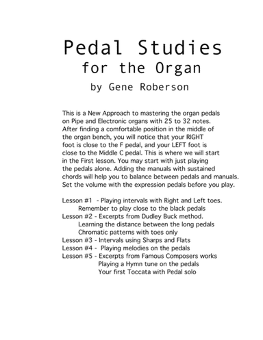 Pedal Studies for Organ Volume 1 by Gene Roberson