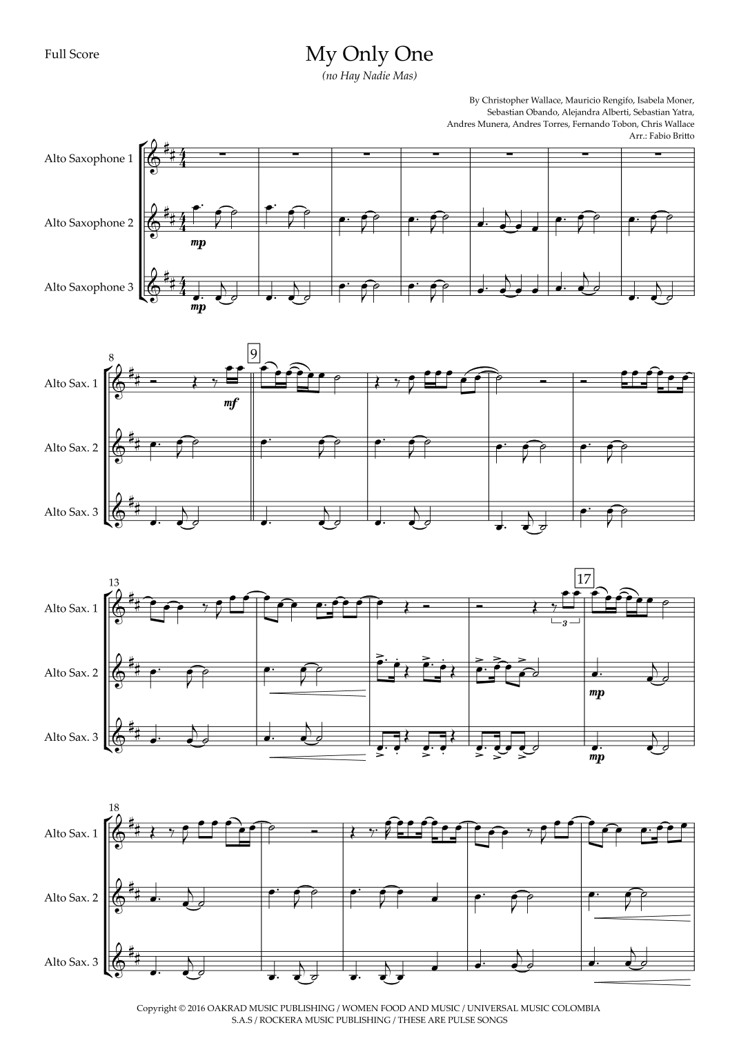My Only One (no Hay Nadie Mas) (arr. Ottirb Sage)