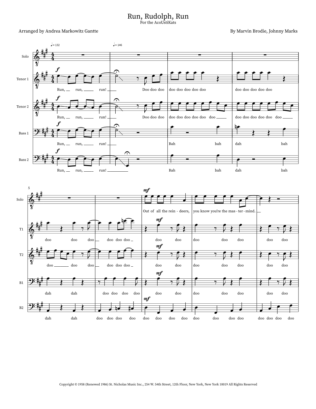 Run Rudolph Run (arr. Andrea Markowitz Gantte)