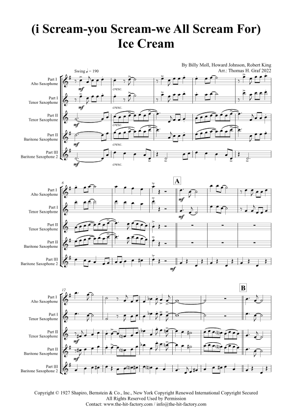 (i Scream-you Scream-we All Scream For) Ice Cream (arr. Thomas Graf)