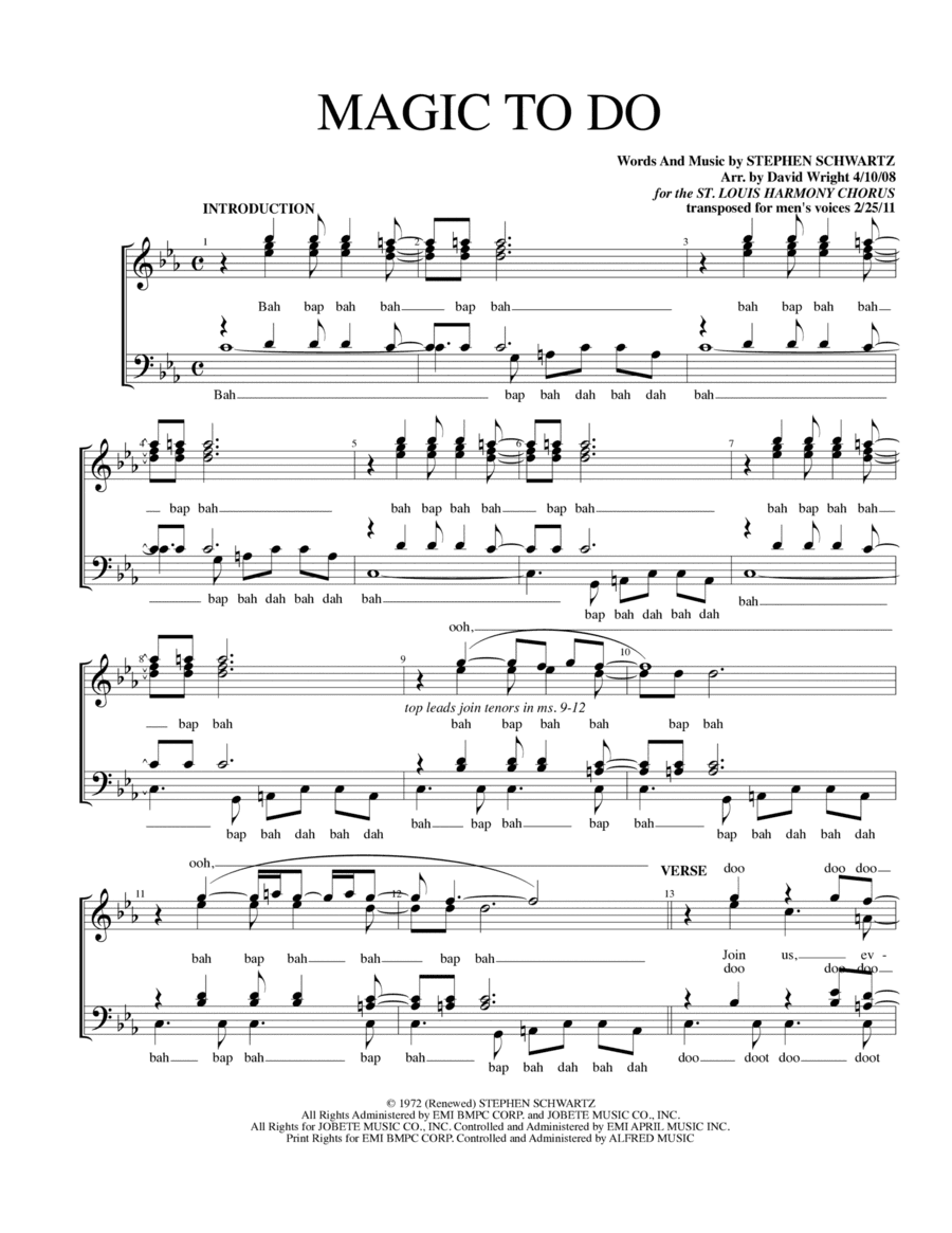 Magic To Do (arr. David Wright)