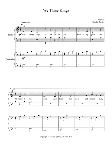 We Three Kings (beginning solo with optional elementary duet) (arr. Sandra Zylstra)
