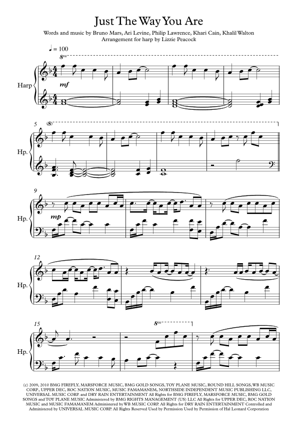 Just The Way You Are (arr. Lizzie Peacock)