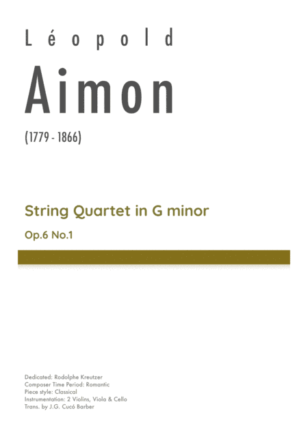 Aimon - String Quartet in G minor, Op.6 No.1 (arr. J.G. Cucó Barber)