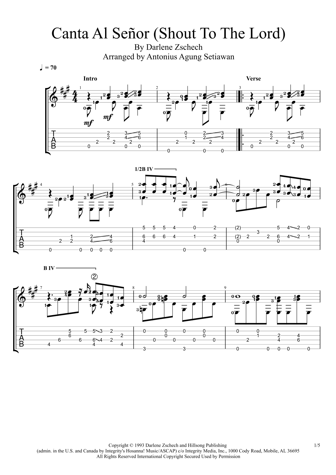 Canta Al Señor (shout To The Lord) (arr. Antonius Agung Setiawan)