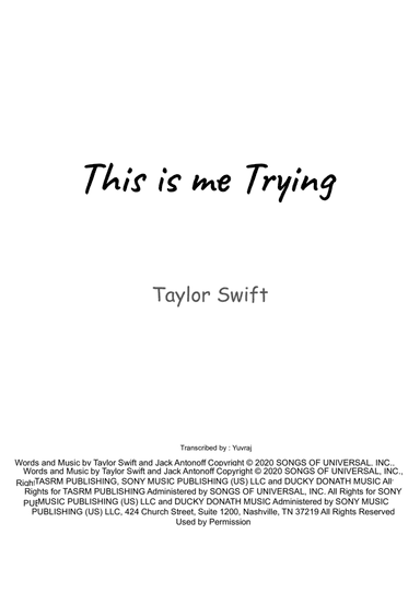 This Is Me Trying (arr. Yuvraj Metrani)