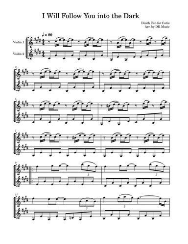 I Will Follow You Into The Dark (arr. DK Music)