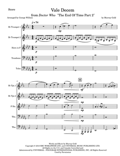Vale Decem (arr. George Willson)