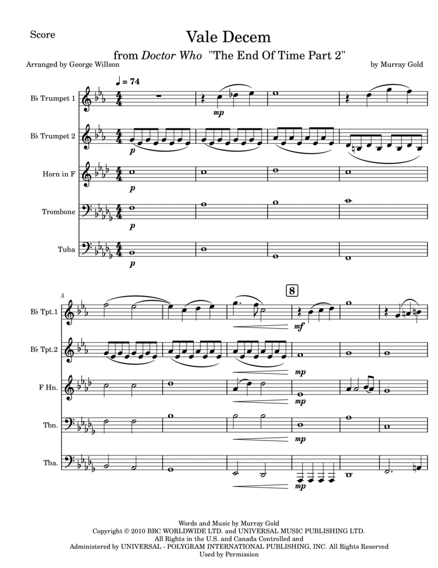 Vale Decem (arr. George Willson)