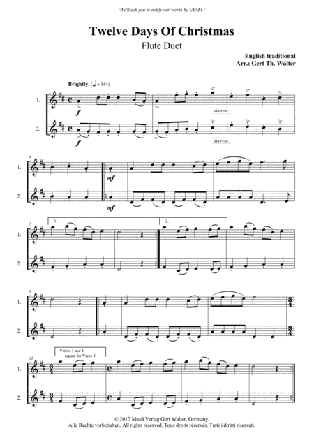 Twelve Days Of Christmas (arr. Gert Th. Walter)