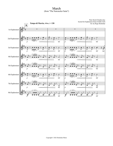 March (from "The Nutcracker Suite") (F) (Euphonium Octet - Treble Clef) (arr. Regis Bookshar)
