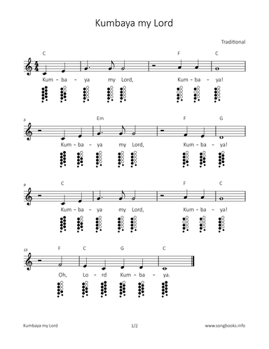 Kumbaya my Lord (arr. songbooks.info)