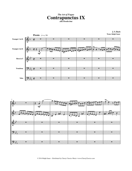 Contrapunctus IX from "The Art of Fugue" for Brass Quintet (arr. Ralph Sauer)