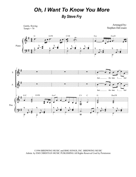 Oh, I Want To Know You More (arr. Stephen DeCesare)