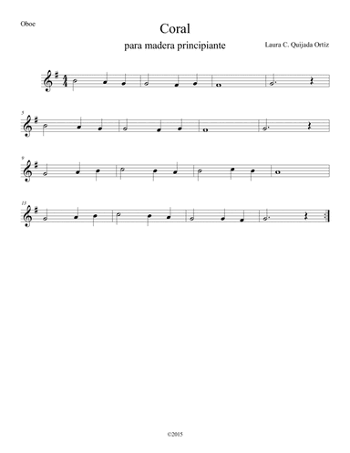 Coral para Madera, nivel principiante. OBOE PART.