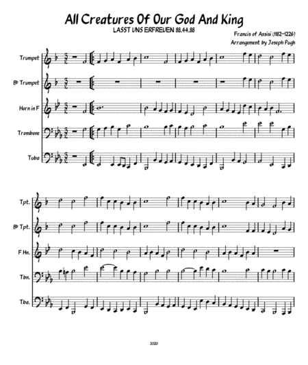All Creatures Of Our God And Of Our King (Brass Quintet) (arr. Joseph Pugh)