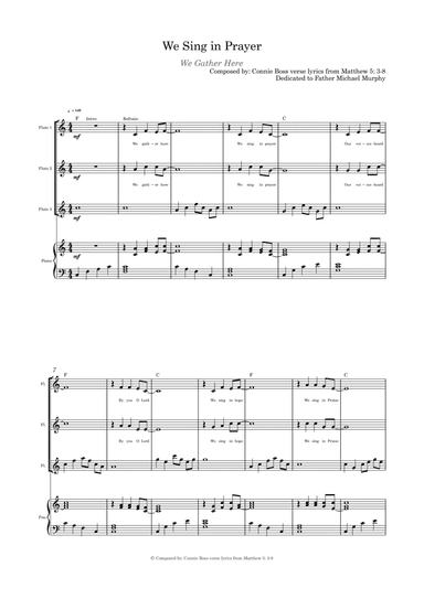 We Sing in Prayer - Flute Trio/Quartet and Piano