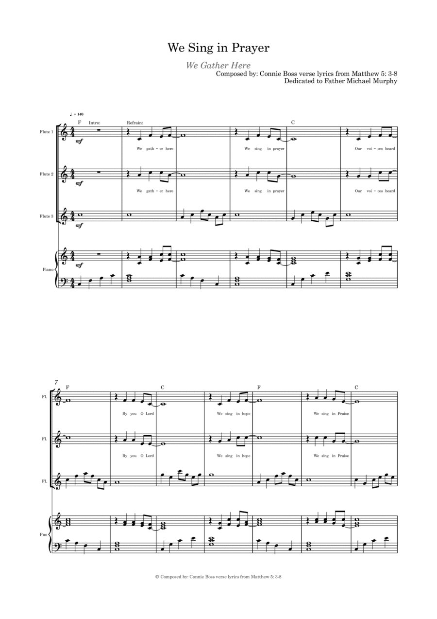 We Sing in Prayer - Flute Trio/Quartet and Piano
