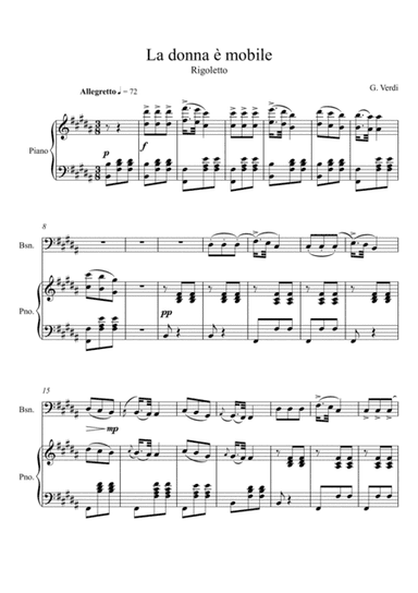 Giuseppe Verdi - La donna e mobile (Rigoletto) Bassoon Solo (arr. André Laitano)