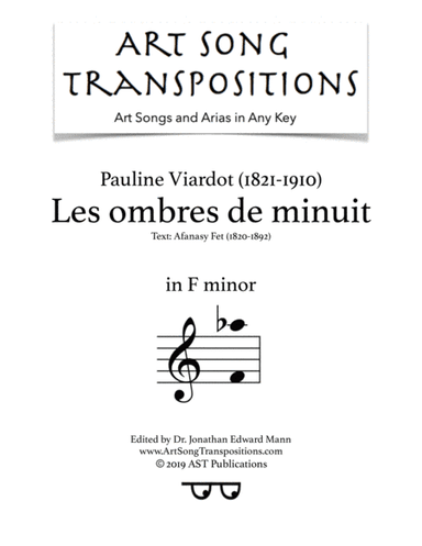 VIARDOT: Les ombres de minuit (transposed to F minor) (arr. ArtSongTranspositions.com)