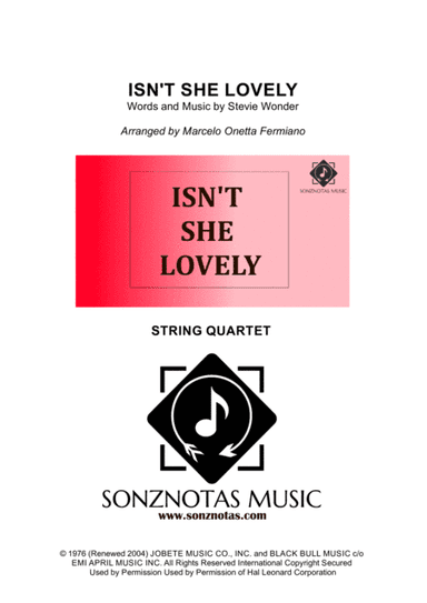 Isn't She Lovely (arr. Marcelo Onetta Fermiano)