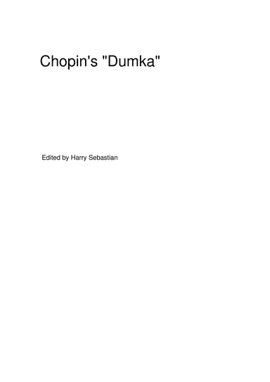 Chopin's "Dumka"- Soprano with Piano (arr. Harry Sebastian)