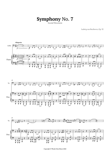 2nd Movement of Symphony No. 7 by Beethoven for Cello and Piano (arr. Ander)