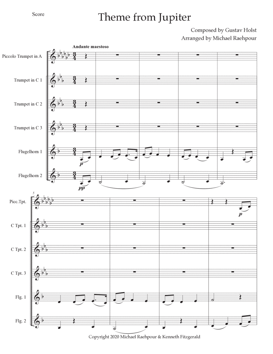Theme from Jupiter (Mixed Trumpet Ensemble) (arr. Michael Raehpour)