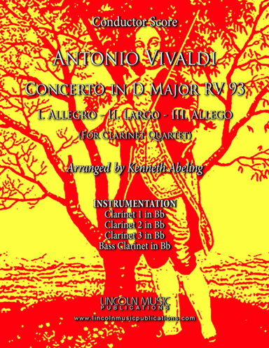Vivaldi - Concerto in D Major RV 93 (for Clarinet Quartet and Optional Organ) (arr. Kenneth Abeling)