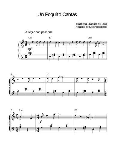 Un Poquito Cantas (arr. Kaiserin Rebecca)