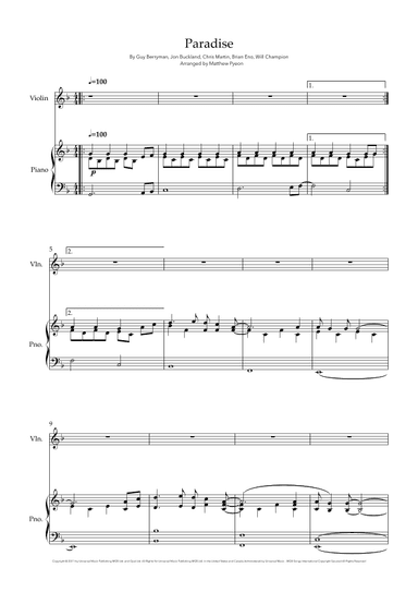 Paradise (arr. Matthew pyeon)