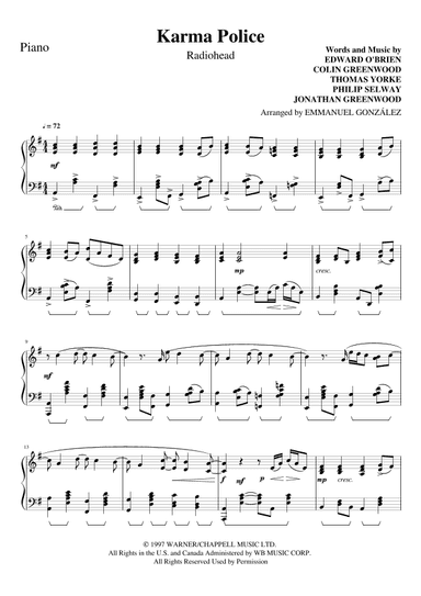 Karma Police (arr. Emmanuel González)